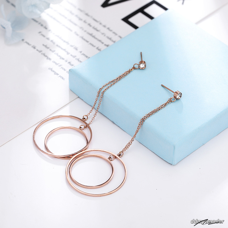 Titanium Steel Rose Gold Designer For Women, Hollow Circle Tassel Versatile Fashion Ladies' Jewelry Earrings Accessories Wholesale