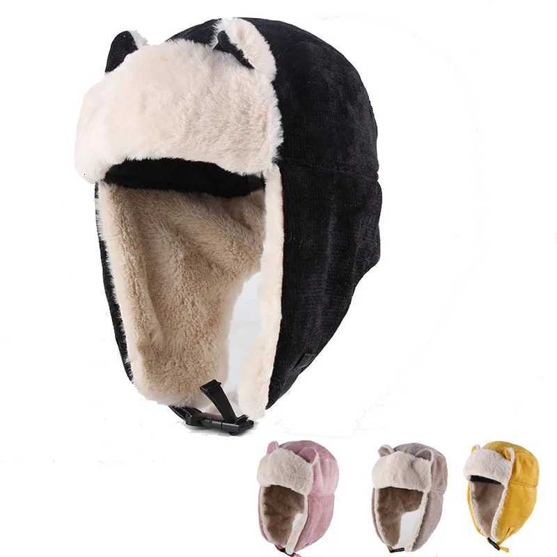 Wen Warm Earmuffs Thicken Ear Flapped Hat Winter Cold Proof Warm Cotton Hat Cat Ears Winter Russian s G250910