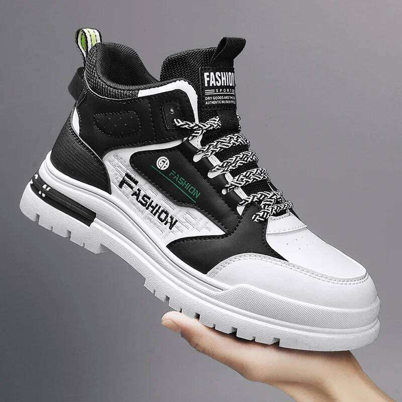 Fashion Personalized Lace-up Male Sneakers High-top Work Casual Men's Shoes Outdoor Breathable Anti Slip Men Vulcanized Shoes