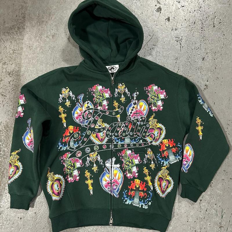 Men's Hoodies American Retro Hooded Sweater For Men And Women Lovers God Lazy Wind Printed Long Sleeve Zipper Promo