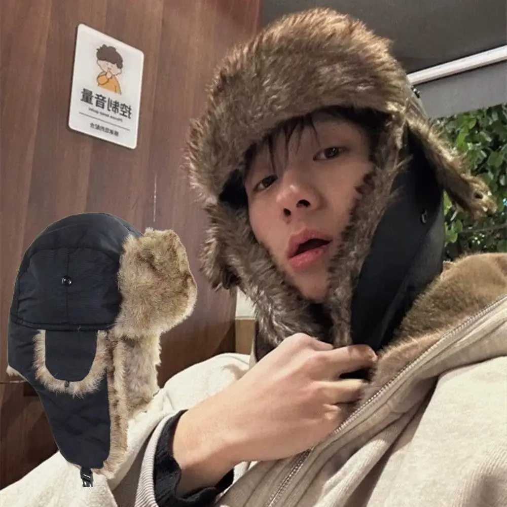 Womens Winter Hats Faux Fur Earfl Hat Mens Trper Bomber Hats Outdoor Russian Ski Hat Thicken Warm Fur C Y2K StreetwearXJ250910