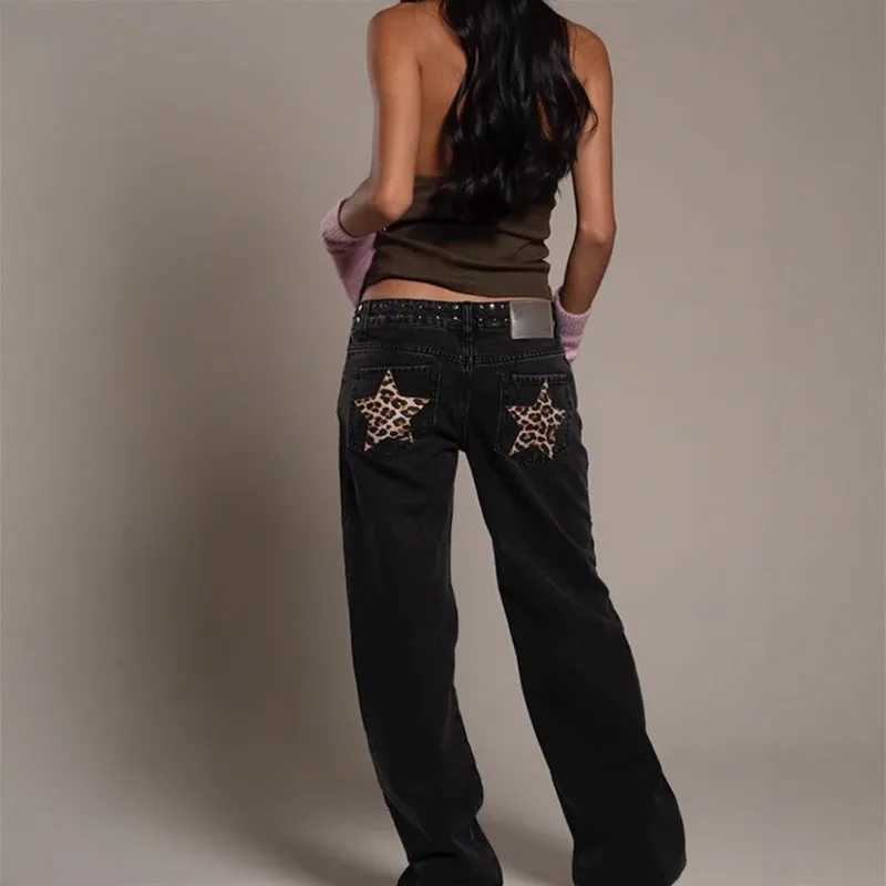 Vintage Splicing Baggy Jeans Women Clothing Street Harajuku Hip Hop High Waited Jeans Woman Casual Wideleg Women Jeans Pants Z250910