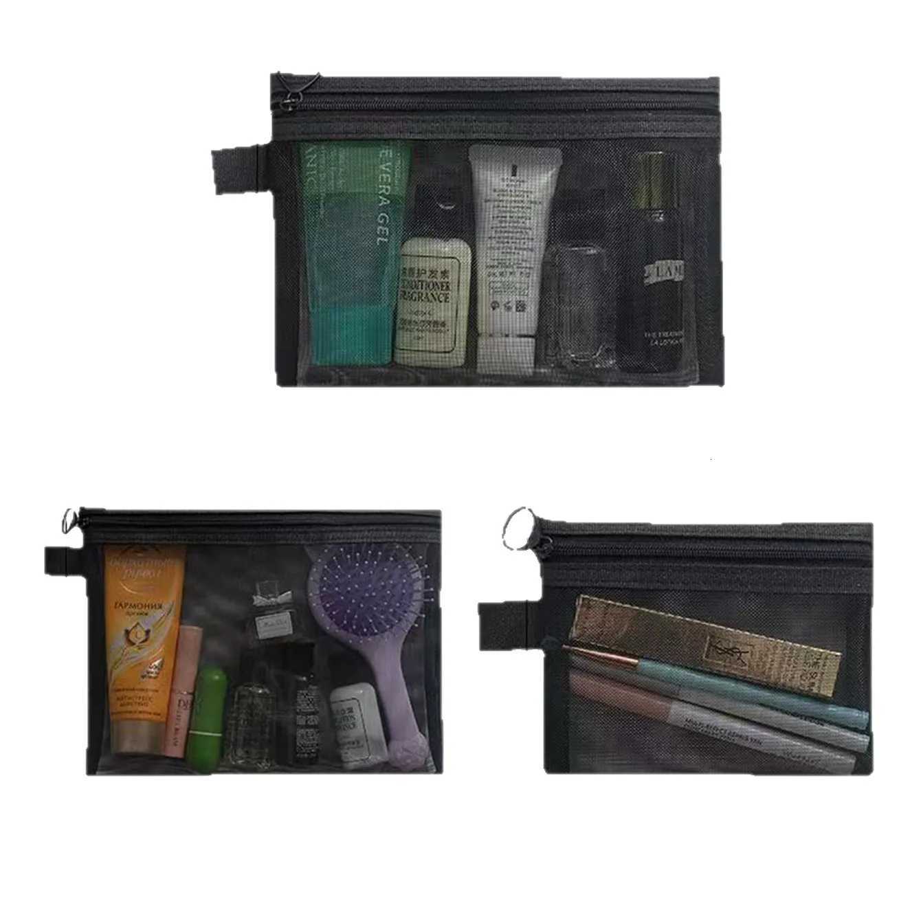 Women Mesh Cosmetic Bag Travel Storage Makeup Bag Organizer Female Make Up Pouch Portable Small Large Toiletry Beauty CaseXJ250910