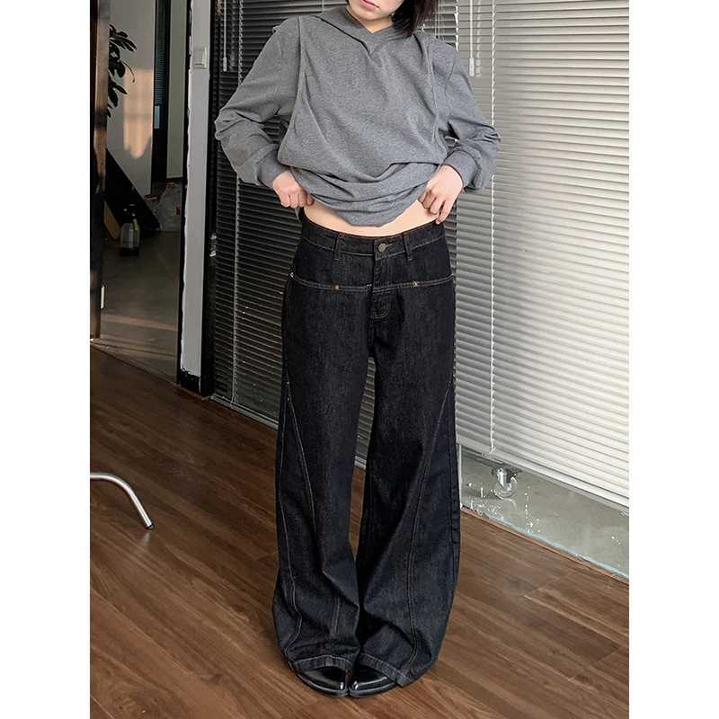 2024 Blue Women Jeans High Waist Vintage Straight Baggy Denim Pants Streetwear Y2K American Style Fashion Wide Leg Denim Trouser Z250910
