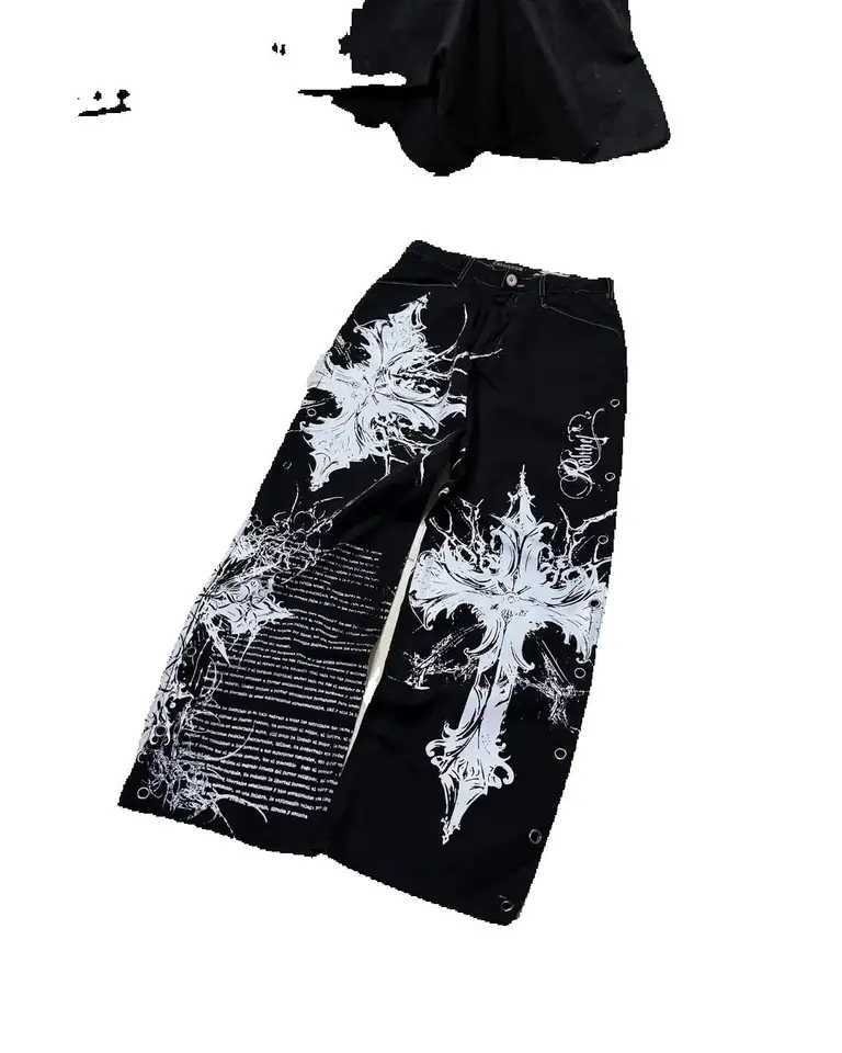 New American Hiphop Rock Harajuku Trendy Streetwear Baggy Washing Jeans Men Y2K Casual Street Retro Loose Wideleg Pants Women Z250910