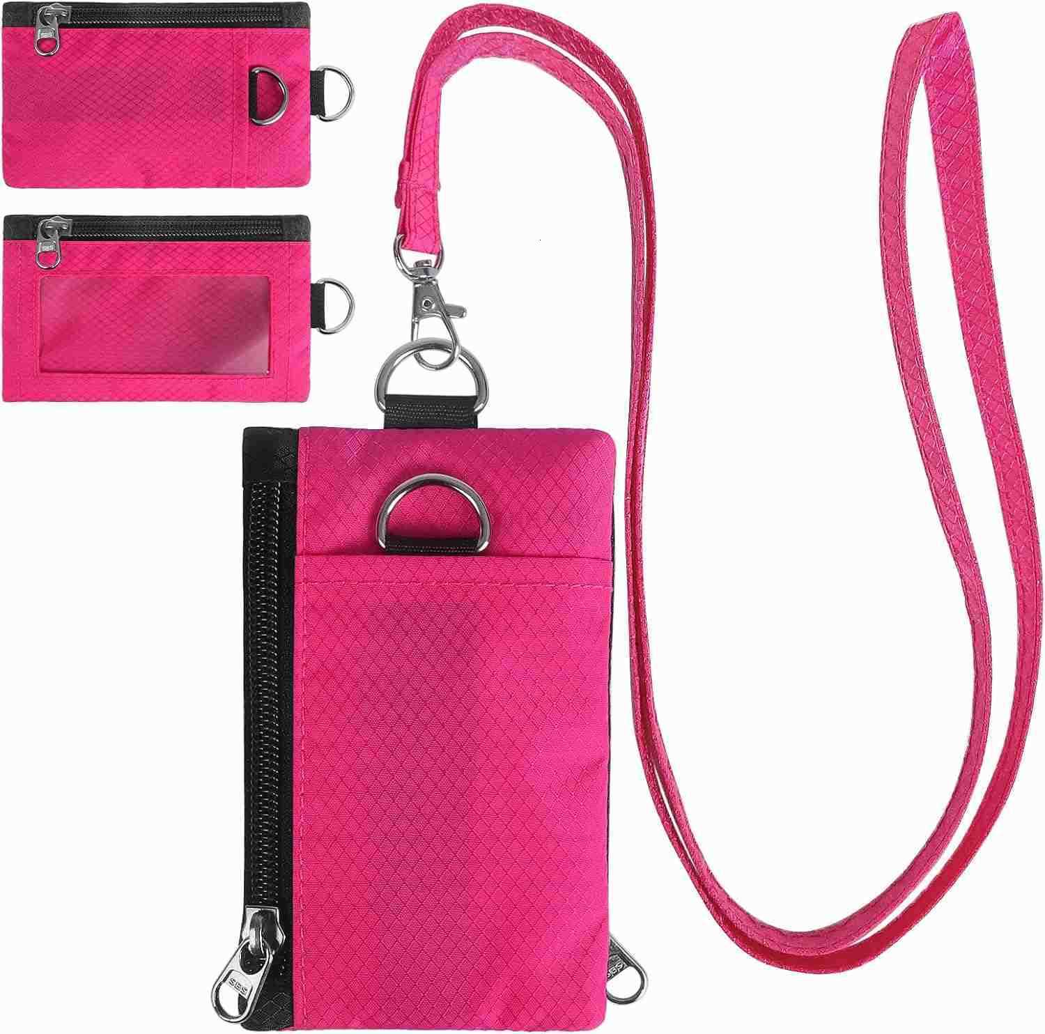 RFID Blocking Wallet Minimalist Wallet for Men Small Wallet for Women with Lanyard Keychain ID Holder Zipper for Cards Coins Travel Waterresistant Pin