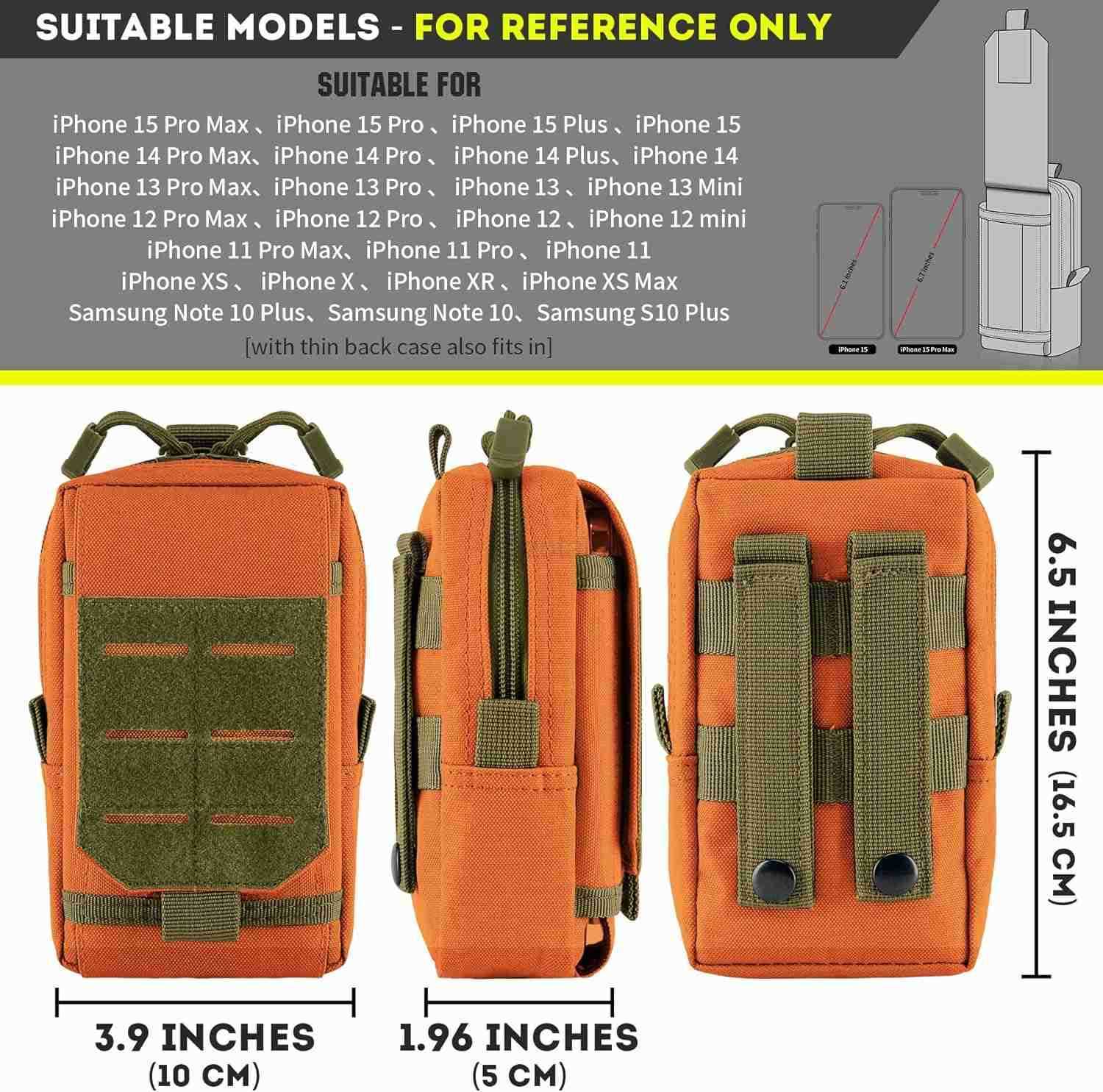 MultiPurpose Tactical Molle Pouch Waist Bag for Mobile Phone Belt Pouch Holster Cover Case for iPhone 16 Pro Max16 Pro1615 Pro Max14 Pro Max13 Pro Max