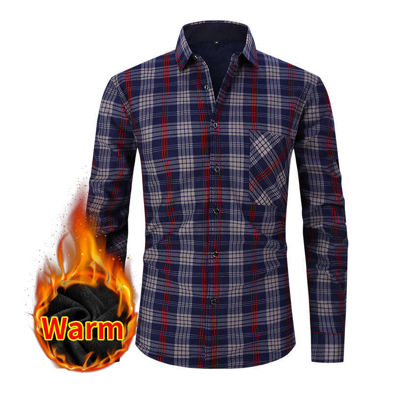 European American style casual thick warm for men, long sleeve plus size autumn and winter shirt 2025 new versatile fashion clothing