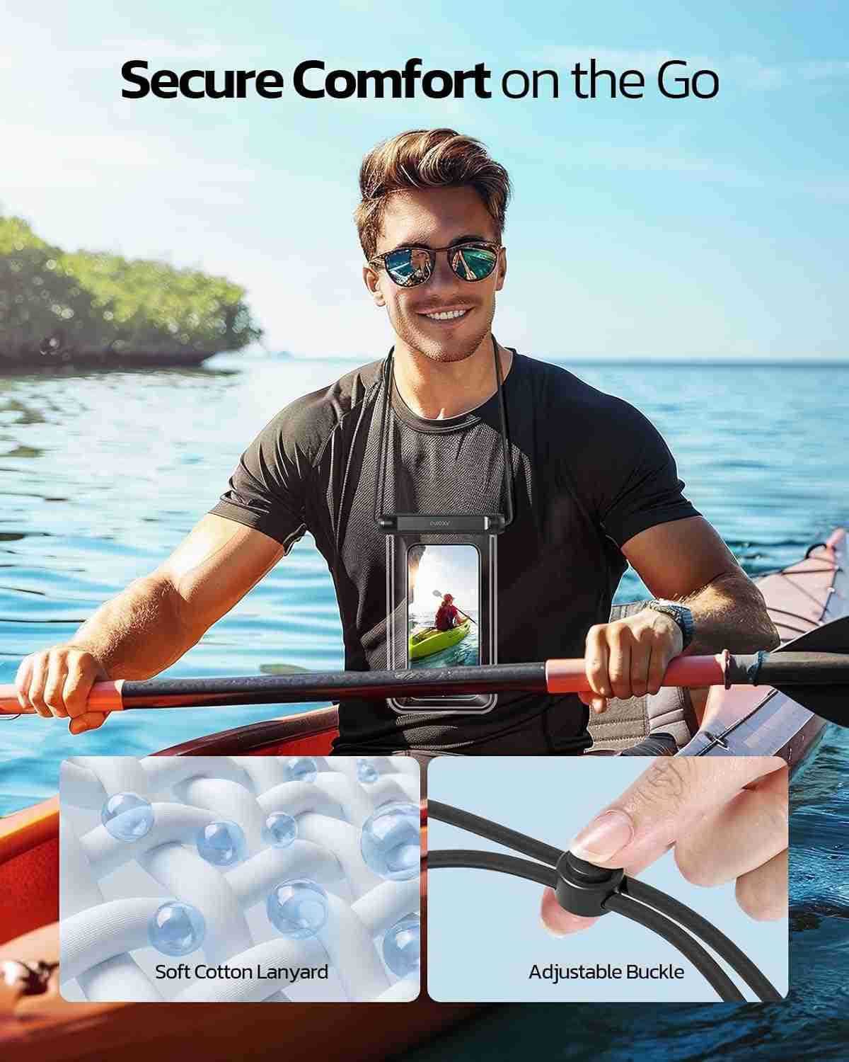 2 Pack IPX8 TPU Waterproof Phone Pouch Double Sealing Cell Phone Dry Bags with Lanyard Fit up to 75 Devices Protector Case for iPhone 15 14 13 12 11 P