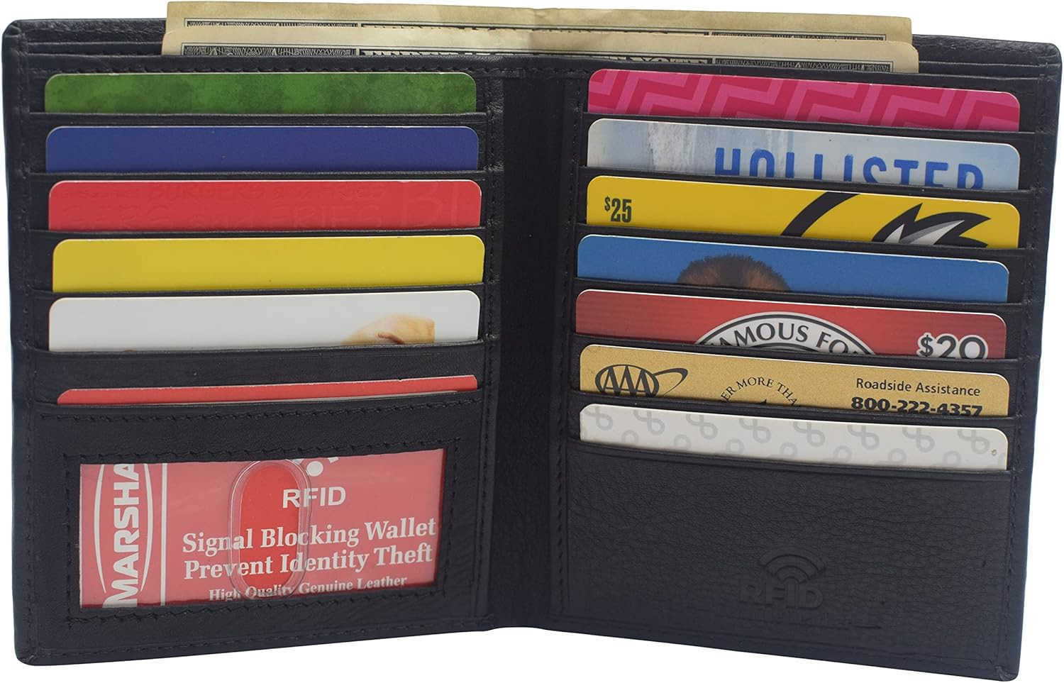 New Premium Lambskin Leather Bifold Hipster CARD Wallet BlackZ250910