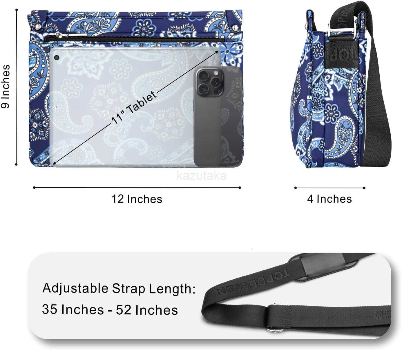 Lightweight Women Crossbody Bag Shoulder Purse with Multiple Pockets Triple Zip Handbag with Shoulder Strap Z250910