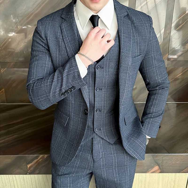 Quality Threepiece Suit Vest Trousers Set for Men Korean Fashion Slim Fit Business Casual Wedding Handsome Style W250910