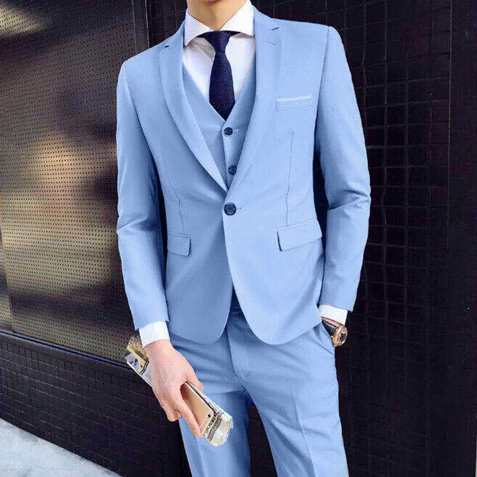 Men Threepiece Suit Mens Formal Business Style Slim Fit Wedding Suit Set with Silky Smooth Antiwrinkle Fabric Turndown W250910