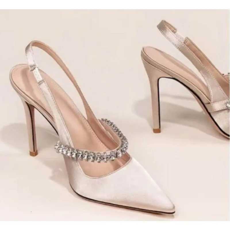 Brand Luxury Crystal High Heels Womens Sandals Pointed Toe Elegant Heeled Shoes Woman Sexy Summer Pumps Sandals Zapatos Mujer W250910