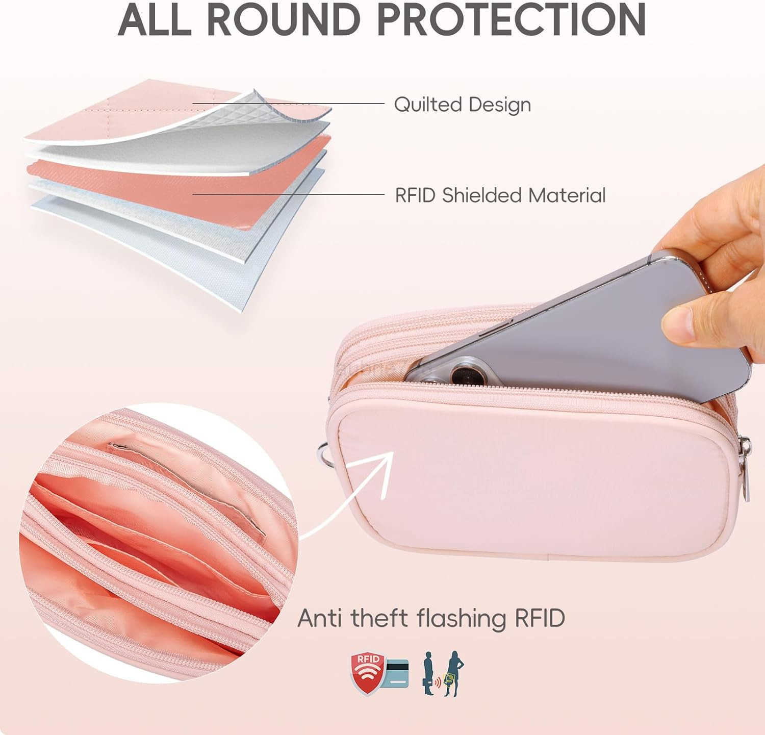 Puffer Wristlet Wallet for Women Large Capacity 3 Zipper Purse Nylon Quilted Clutch Purse for WomenZ250910