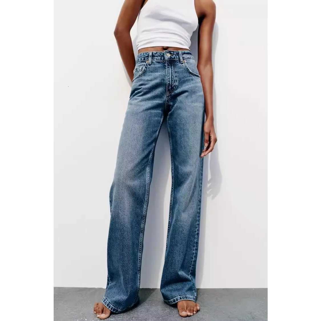 Spring New Vintage Boyfriend Sle Casual Versatile Wide Leg mid Waist Long Jeans High Waist Loose Fit Straight Leg Jeans Z250910