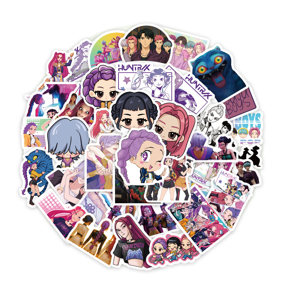 50-500pcs Kpop Demon Hunters Stickers for Water Bottle Waterproof Stickers for Laptop Skateboard Phone Guitar Travel Case Bike Notebook Helmet Sticker