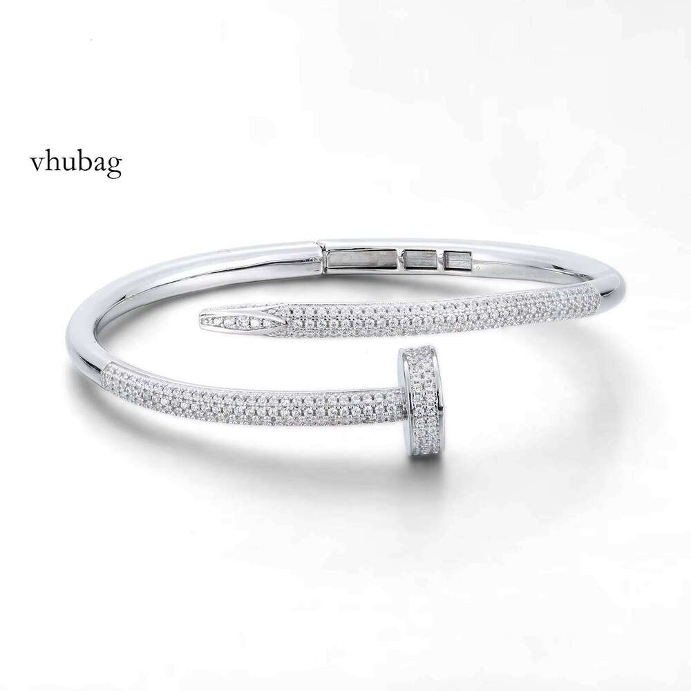 Customizable Dia Moissanite Vvs1 Certification Sterling Sier Nail Bracelet Bangle Women's Jewelry
