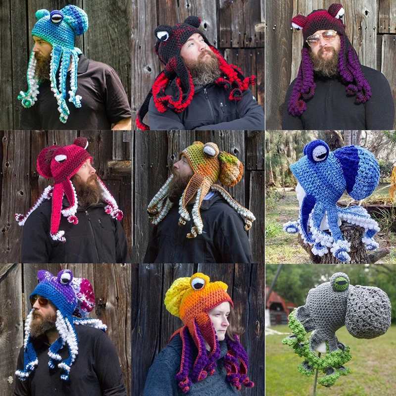 Octopus Adult Tentacle Hat Handwoven Knitted Octopus Hat Christmas Halloween Costume CosplayXJ250910