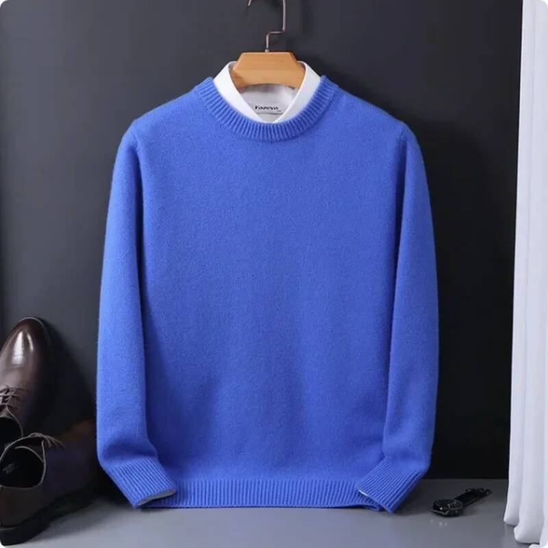 2024 Cashmere Sweater O-neck Pullovers Men's Loose Oversized M-3XL Knitted Bottom Shirt Autumn Winter New Korean Casual Men Top dongdumaoyi