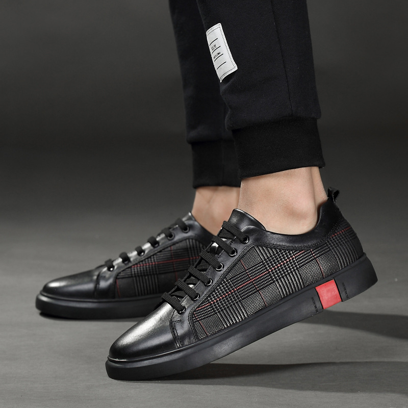 free shipping high quality Mens womens board shoes pure black cowhide canvas splicing flat bottomed retro couple plus size cross-border sports and lei