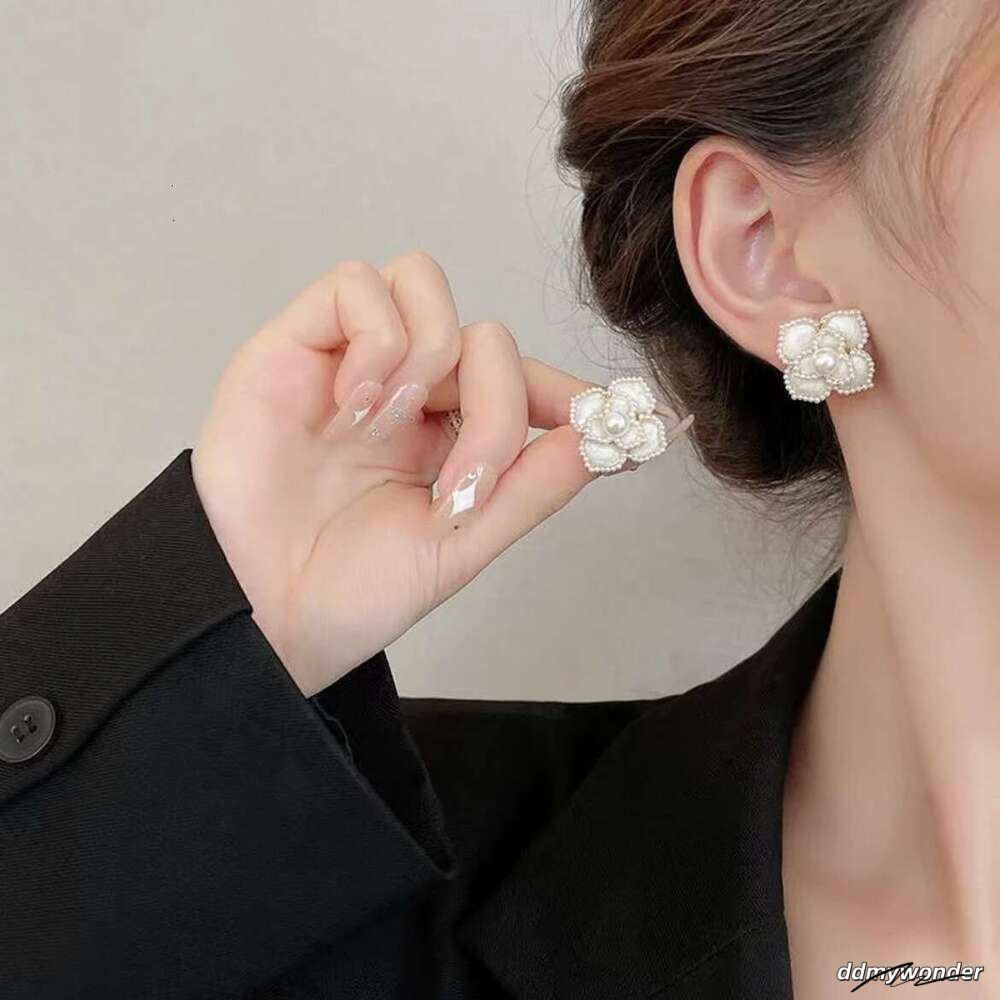 French Style Pearl Necklace Elegant Camellia Petal Collarbone Chain Bridal Choker Wedding Dress Evening Gown Three-Piece Set ddmywonder ddmywonder