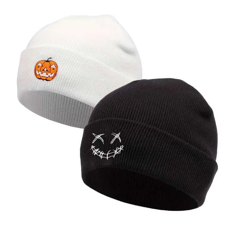 1PC2PCS Halloween Pumpkin Devil Embroidered Knitted Hat funny woolen pulr hat for men and womenXJ250910