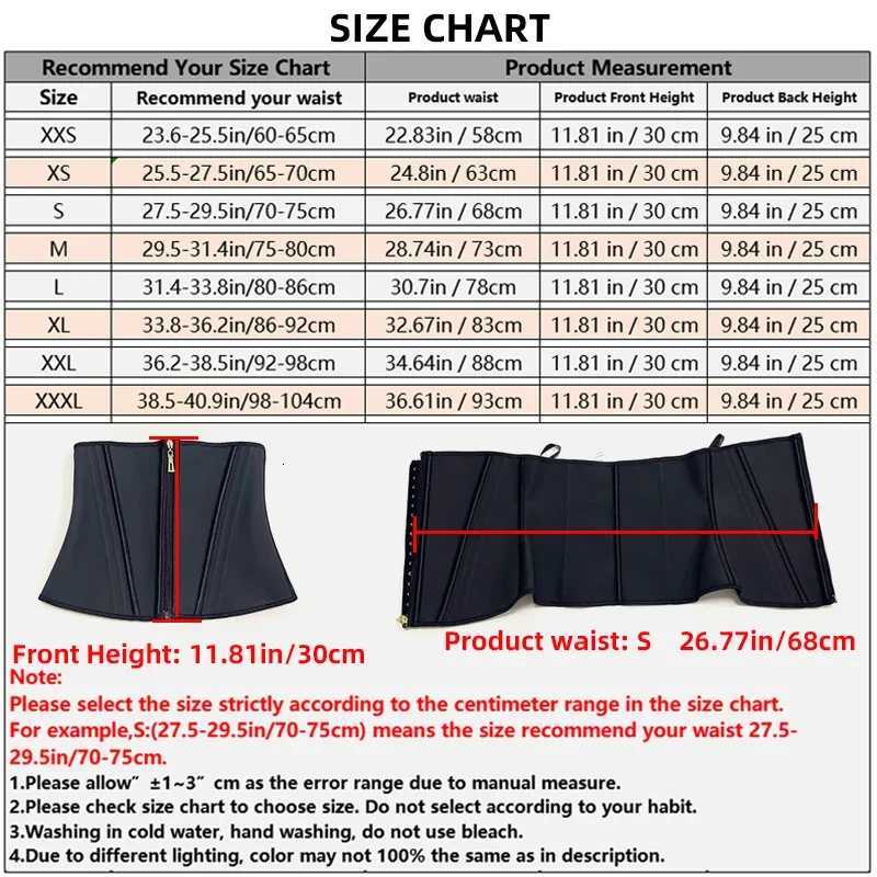 Women Latex Waist Shapewear 13 Bones Corset with Zipper and 3Row Hook Tummy Control Body Shaper Slimming Cincher Belt W250910