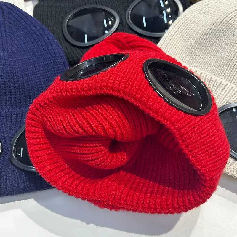Autumn and winter mens and womens windproof glasses thickened skiing knitted wool hat outdoor warm ear protection cold hatXJ250910