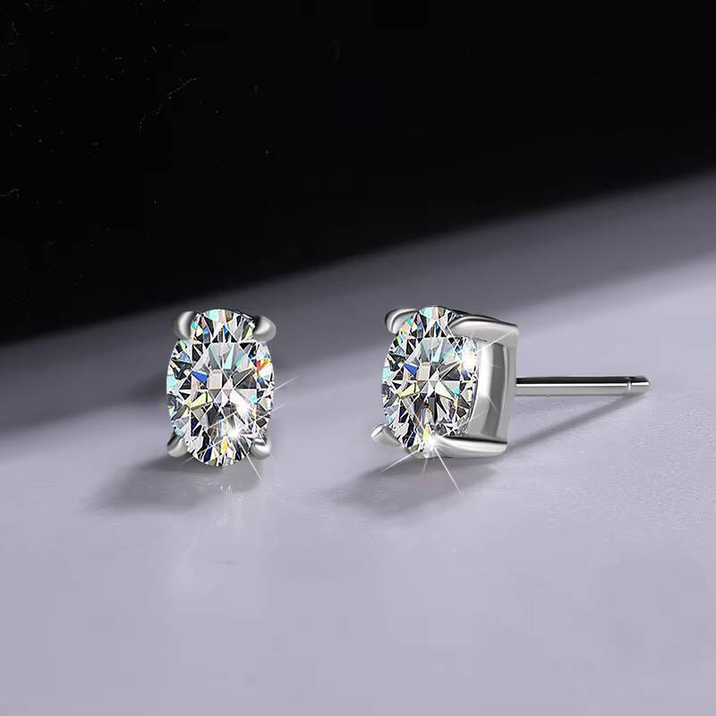 Moissanite Fine Jewelry Stud Earring for Women Simple Diamond S925 1CT Moissanite Oval Cut Earrings High Quality Bridal Jewelry