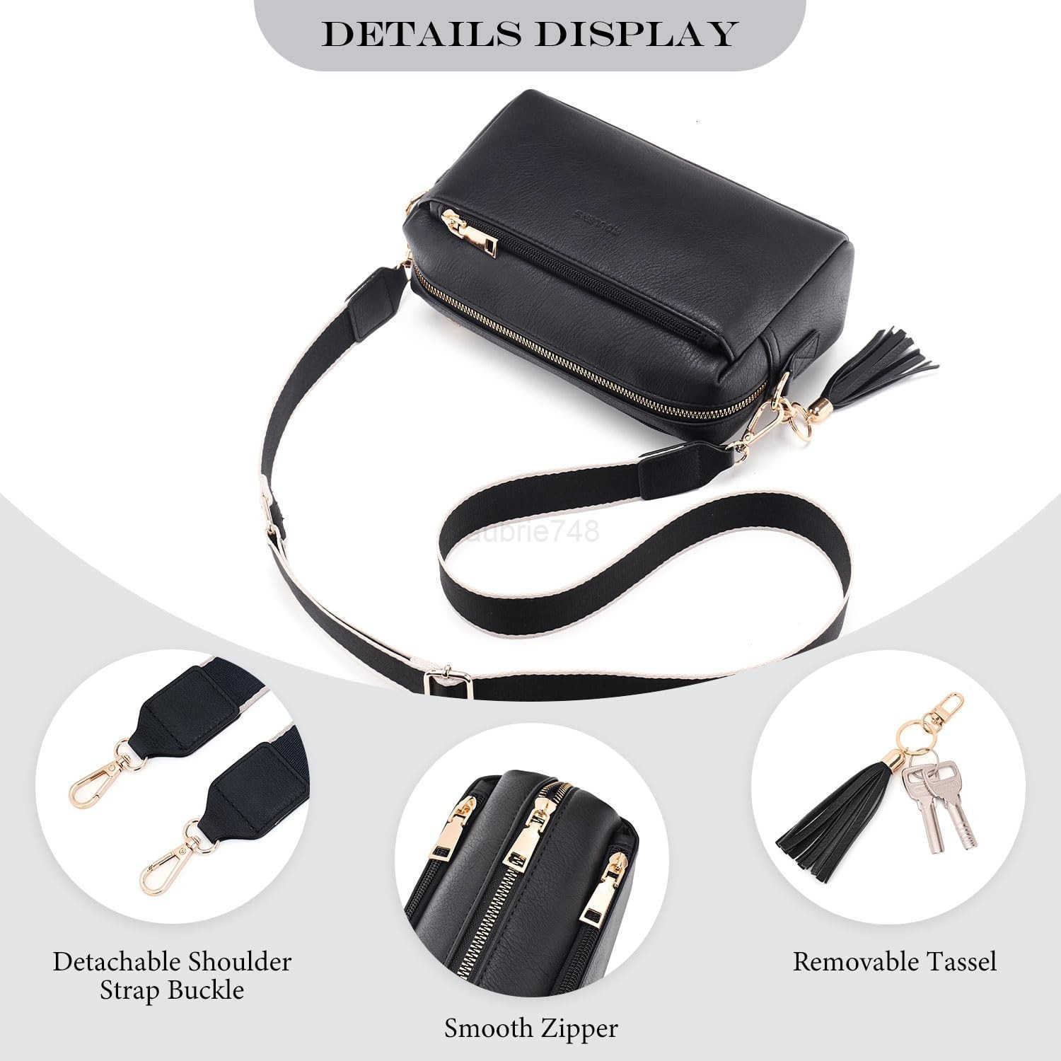 Triple Zip Small Crossbody Bag for womenWide Strap Cell Phone Purse Shoulder Handbag Wallet with CARD SlotsZ250910