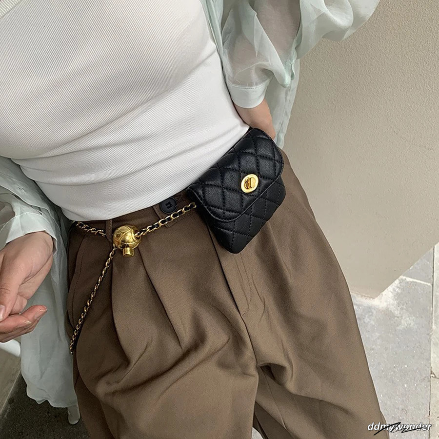 Womens Little Golden Ball Waistband French Small Fragrant Rhombic Belt Mini Lightweight Chain Crossbody Bag 250806 ddmywonder ddmywonder ddmywonder dd