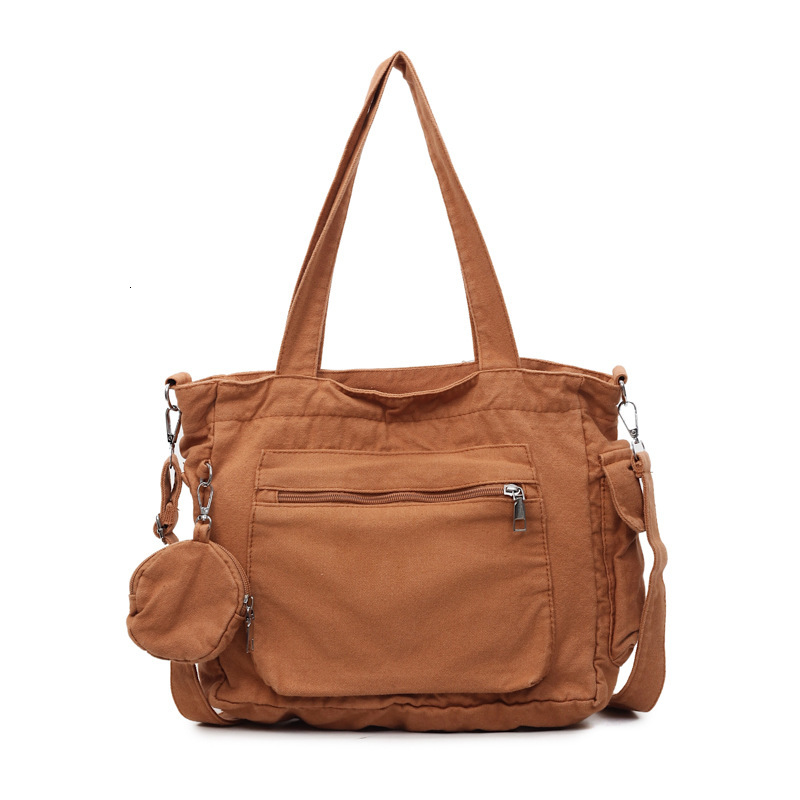 Free shipping designer Solid Color Canvas Bag Shoulder Bag Women Large Capacity Student Commuter Bag Versatile Tote Bag Fashion Simple Crossbody Bag