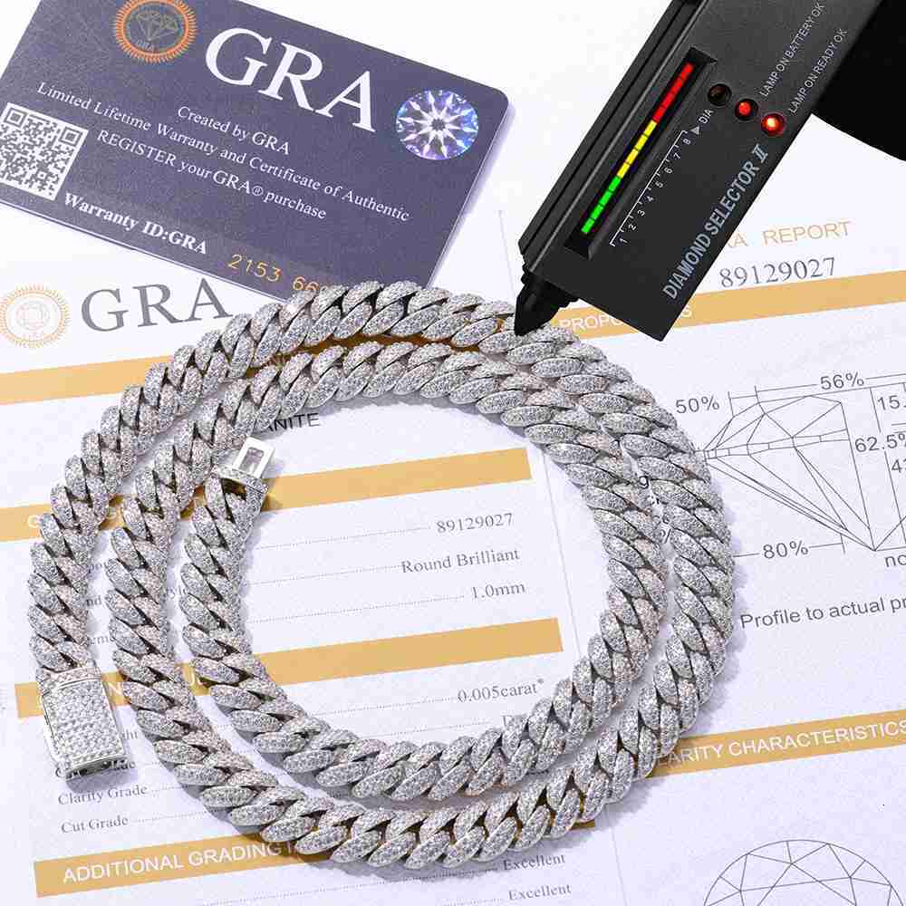 Hip Hop S925 Silver Moissanite Necklace Unique Personality 10mm Bubble Cuban Chain Accessory Brands Unique Accessory