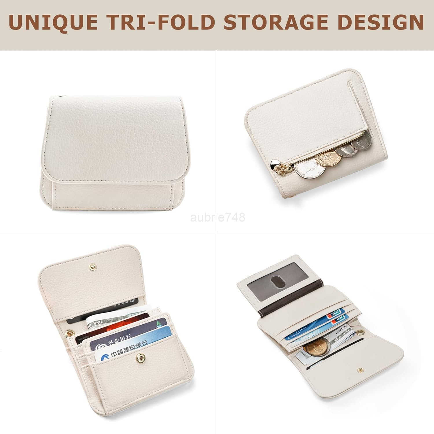 Small RFID Wallet for WomenSlim Wallet with Keychain TriFold CARD Holder Wallet with Zipper Coin Pocket and ID Window Mini Wallet for Travel or Gift B