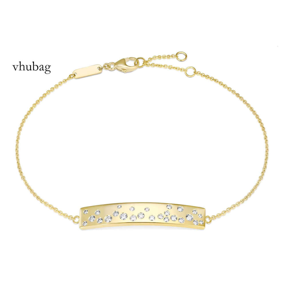 New Arrival High Quality Gold Plated Engravable Stainless Steel Bar Dia Moissanite Bracelet Women