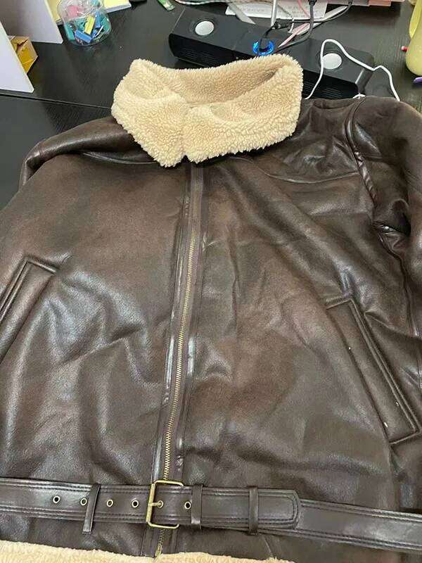 Designer Clothing 2025 Sleeve Coats Winter Jackets Leather And Fur Integrated High Quality Thick Dark Coffee Colored Long Sleeves Men Clothing Luxury 