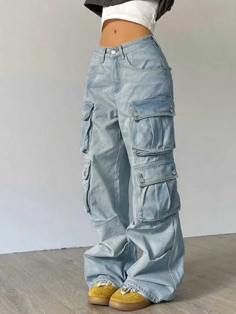 American Multipocket Loose Wideleg Straightleg Pants 2025 Harajuku Y2K Streetwear Cargo Pants Women Hiphop Baggy Denim Jeans Z250910