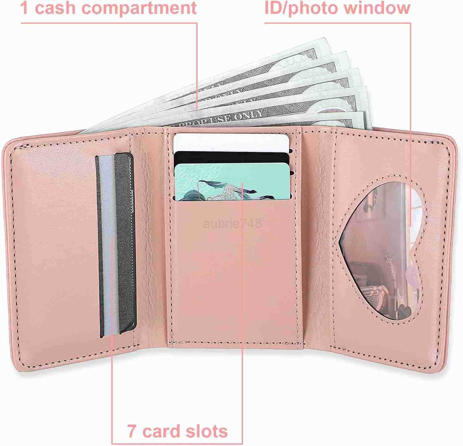 Cute Small Wallet for Teen Girl Trifold Wallets for Women flowers PU Leather Small Wallet Mini Leather Cash Pocket Card Holder Purse with Buckle Clear
