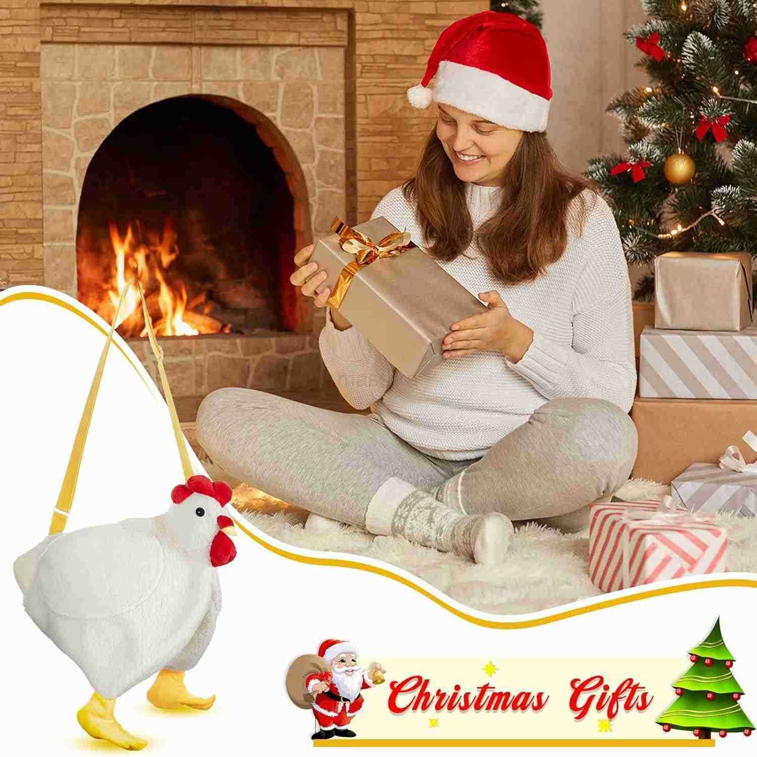 Chicken Hen Purse Bag Fluffy Shoulder Handbag Cute Funny Animal Gift for Christmas for Women M250910