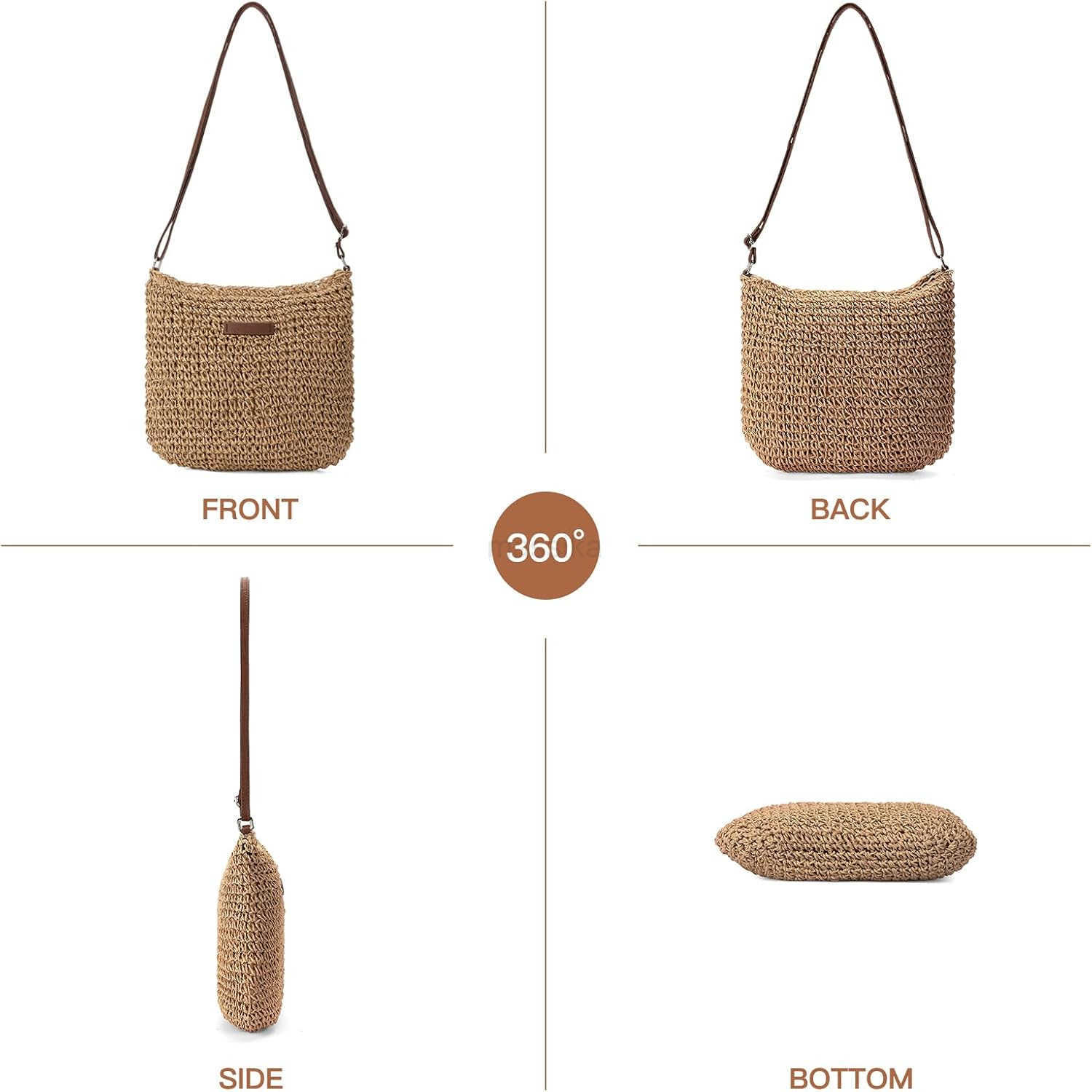 Straw Beach Bags for Women Summer Crossbody Bag Shoulder Bag Woven Purse for Vacation M250910