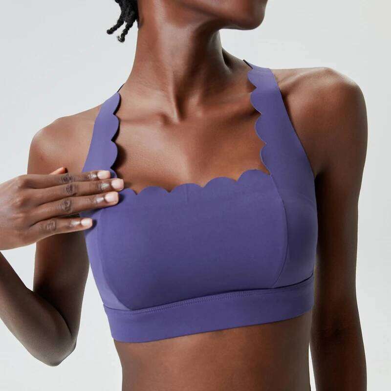Buttery Soft Fiess Yoga Bra Women Square Neckline Gym Crop Top Sexy Back Sports Underwear Female Workout Running Clothes
