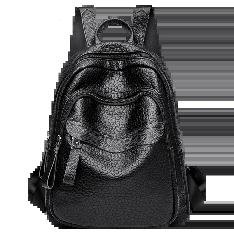 Splicing cowhide Leather Brand Women Classic Travel Backpack Fashion School Bag Girls Mochilas feminina high-quality