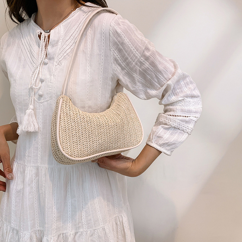 Summer Luxury Bag Straw Bag For Women New Free Shipping Vintage Designer Bag Color Block Handbag Versatile Underarm Woven Bag Trendy