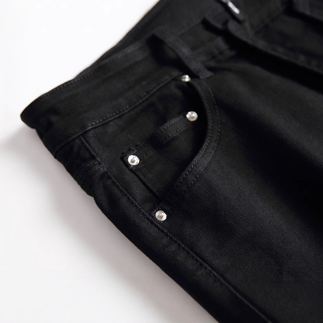 Men's Jeans 2025 New Men's Slim - Fit Ripped Straight - Leg Jeans, Black Casual Fashion Denim Pants-DH528