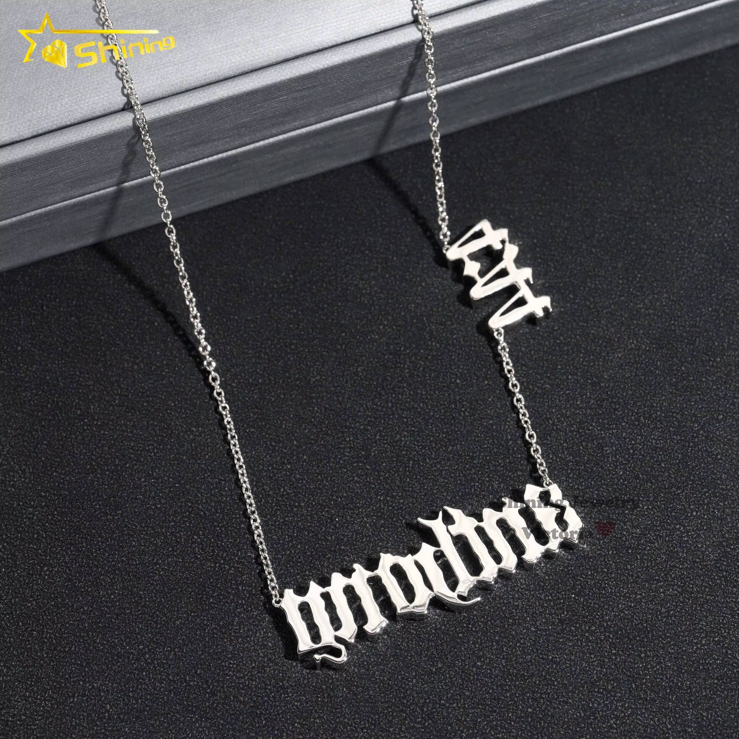 Iced Out Soild Silver 925 Fashion Jewelry Custom Number Name Link Chain Vvs Moissanite Diamond Hip Hop Necklace for Men Women
