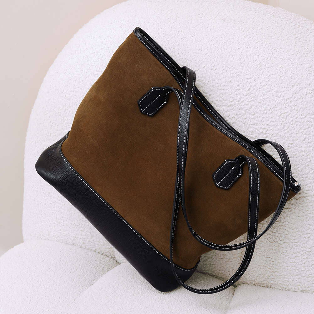 Luxury bag New Commuting High End Genuine Leather Tote Large Capacity Women s Silk Glossy Matte Cowhide Shoulder Bag