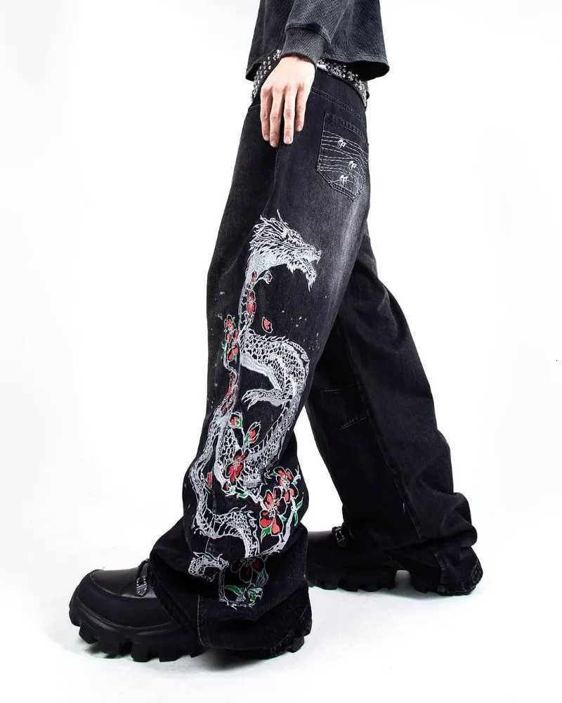 American Gothpunk Harajuku Fashion Oversized Washing Jeans Men Y2K Hiphop High Street Rock Vintage Loose Wideleg Pants Women Z250910