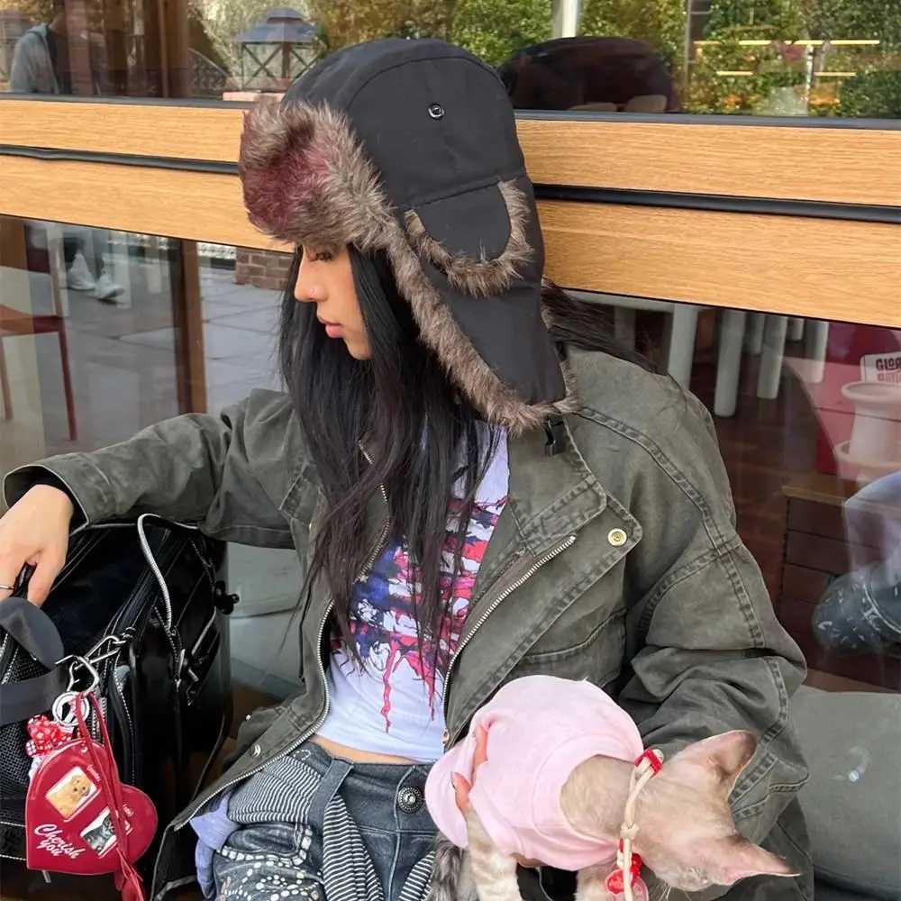 Furry Faux Fur Hats For Women Men Winter Ushanka Hat Trper Trooper Earfl C Russian Bomber C Waterproof Ski HatXJ250910
