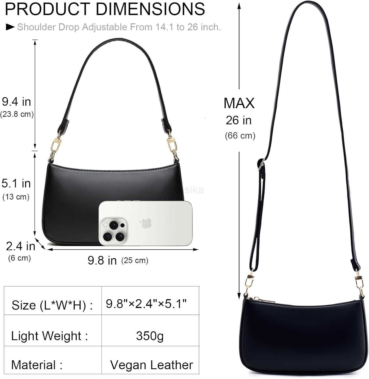 ZHOU Shoulder Bag for Women Retro Vegan Leather Classic Tote HandBags Purses with Zipper Closure M250910